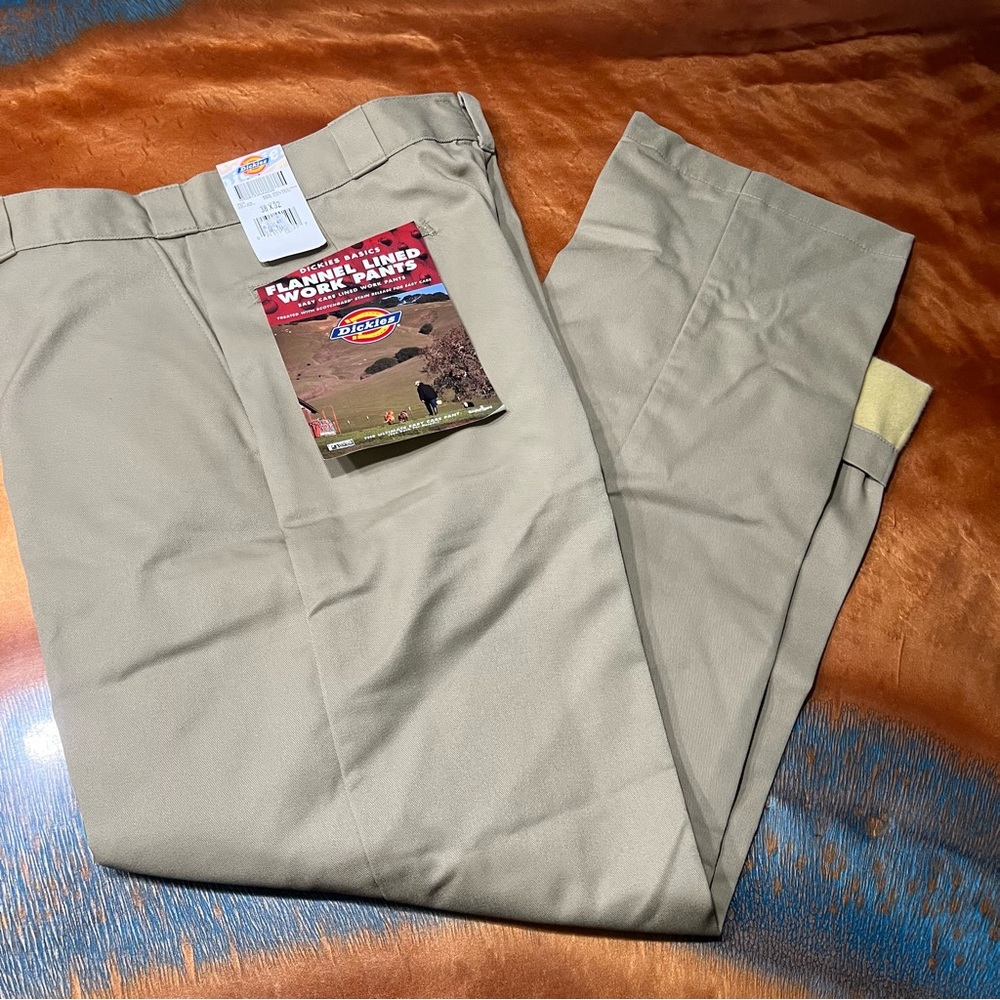 Vintage Dickies Flannel Lined Khaki Pants NOS size 38x32 Made USA Talon zipper